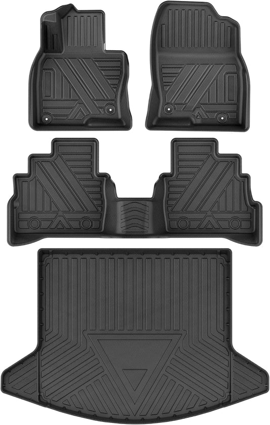 Floor Mats Set Fit for Mazda CX-5 2017-2021, Automotive 1st & 2nd Row Mats and Cargo Liner All Weather TPE Floor Liners and Trunk Mats Custom Anti-Slip Mats Car Mats Accessories, Black