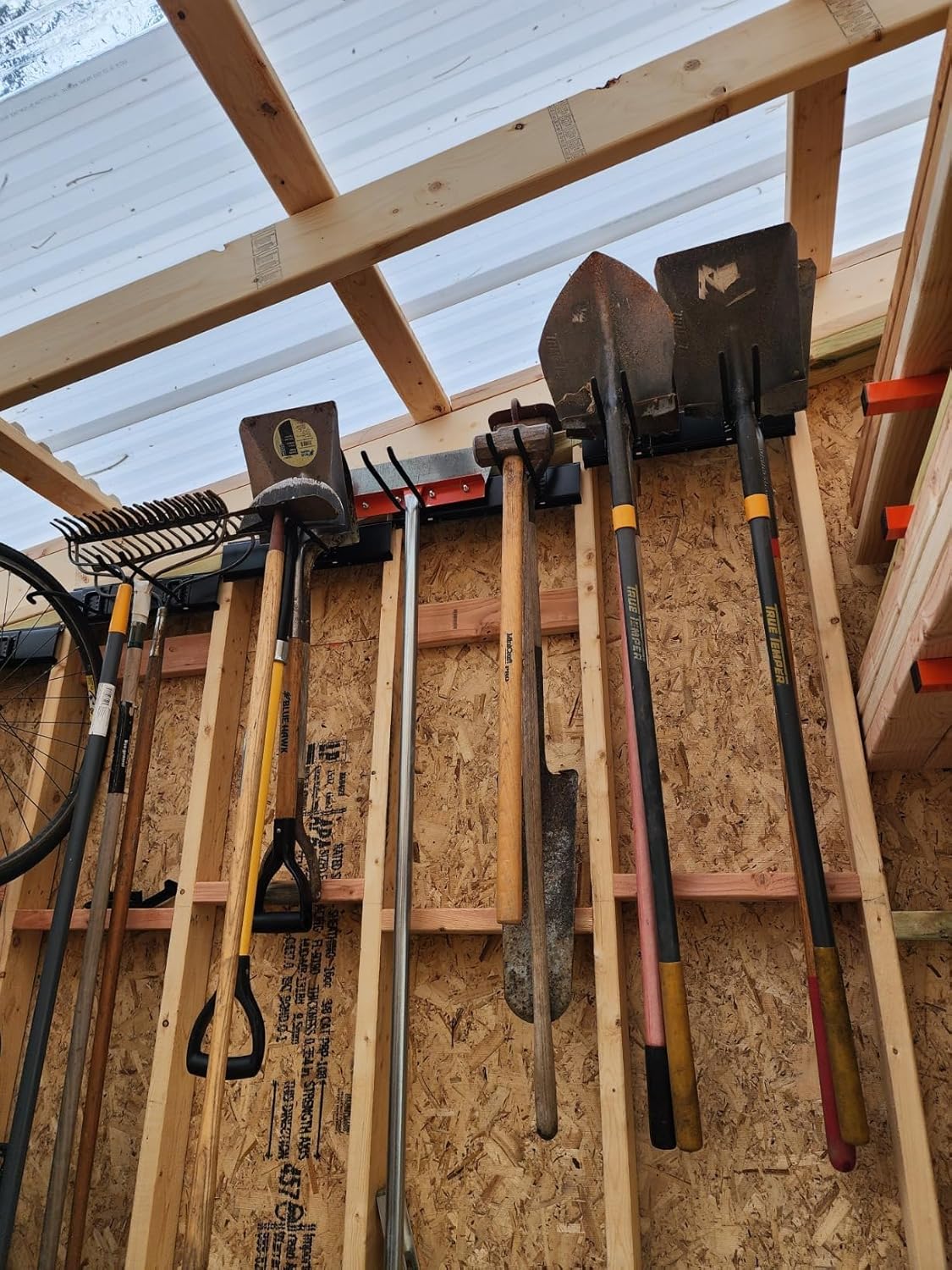 Garage Tool Organizer Wall Mount - 48 inches - Sturdy Storage Rack with Adjustable Hooks, Anti-Rust - Easy Installation, 300lbs Capacity - Garden Tool Organizer (03 Racks & 06 Hooks)