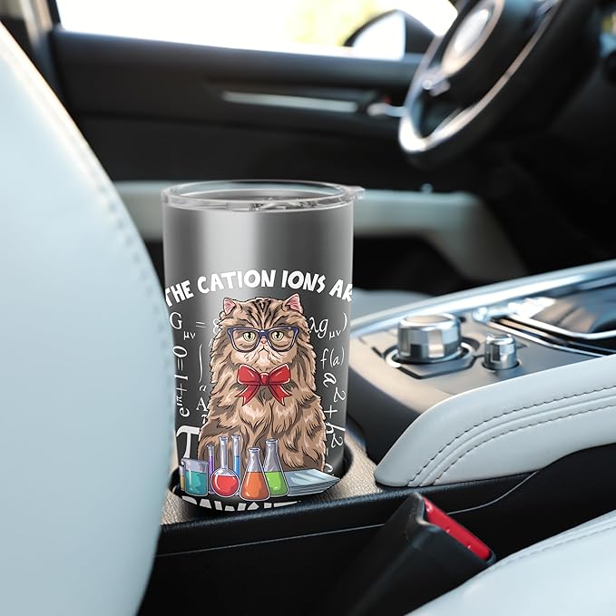 The Cation Ions are Pawsitive Chemistry Cat Stainless Steel Insulated Tumbler