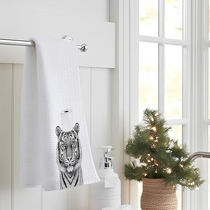 Tiger Bathroom Hand Towels, Tigers Hand Towels for Bathroom, Funny Tiger Bathroom Decor, Tiger Gifts for Women Tiger Lovers, 16x24 Inch