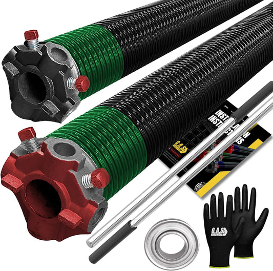 Garage Door Torsion Springs 243x2x32 Includes 1” Steel Bearing, Gloves, and Winding Bars for Left and Right Side of Garage Door Precision E-Coating 5-Year Warranty Minimum 30,000 Cycles (Pair)