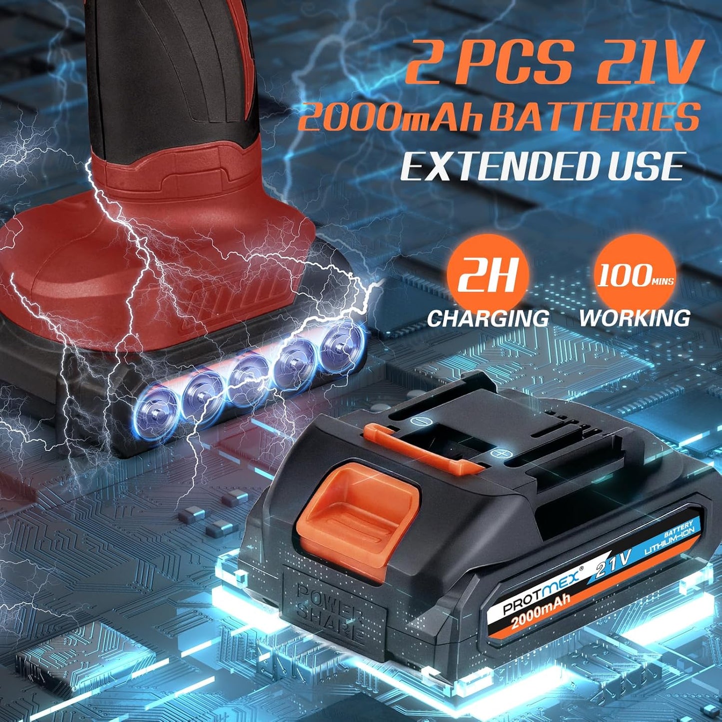 Cordless Car Buffer Polisher w/ 2x2000mAh 21V Batteries, 6 Inch Car buffer Waxer Kit, Car Polishing Machine w/ Extra 18 PCS Attachments & 6 Variable Speed, Car Buffer Polisher for Car Detailing (Red)