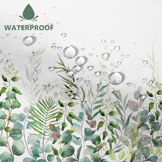 AWERT Shower Curtain Plants for Bathroom,Waterproof Quick-Drying Green Leaves Shower Curtain Set with Hooks 72x84 Inch