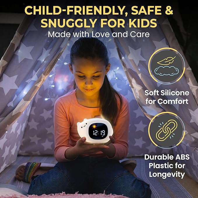 Bumble & Bright - OK to Wake Kids Alarm Clock with Nightlight & Sound Machine | 8 Colors, 6 Sounds, Snooze | Teaches Healthy Sleep Habits & Helps Kids Stay in Bed | Plug-in Powered (Corded)