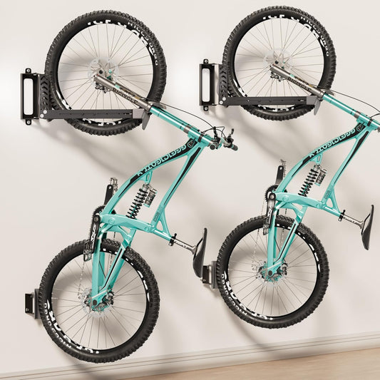 2-Pack Swivel Bike Rack Wall Mount, Bike Hangers for Garage, Space-Saving Vertical Bike Holder, Holds up to 77 lbs, Bicycle Wall Hanger Storage, No Heavy Lifting Required Indoor Hanging Bike Rack