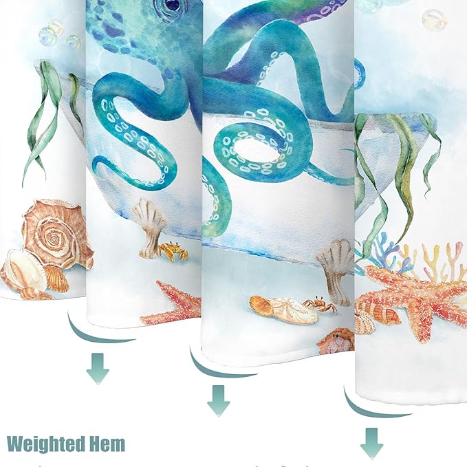 Yeoiat Funny Shower Curtain Octopus Shower Curtain Funny Decorative Shower Curtains for Bathroom Fun Shower Curtain Set with 12 Hooks Octopus01 72×72 Inches