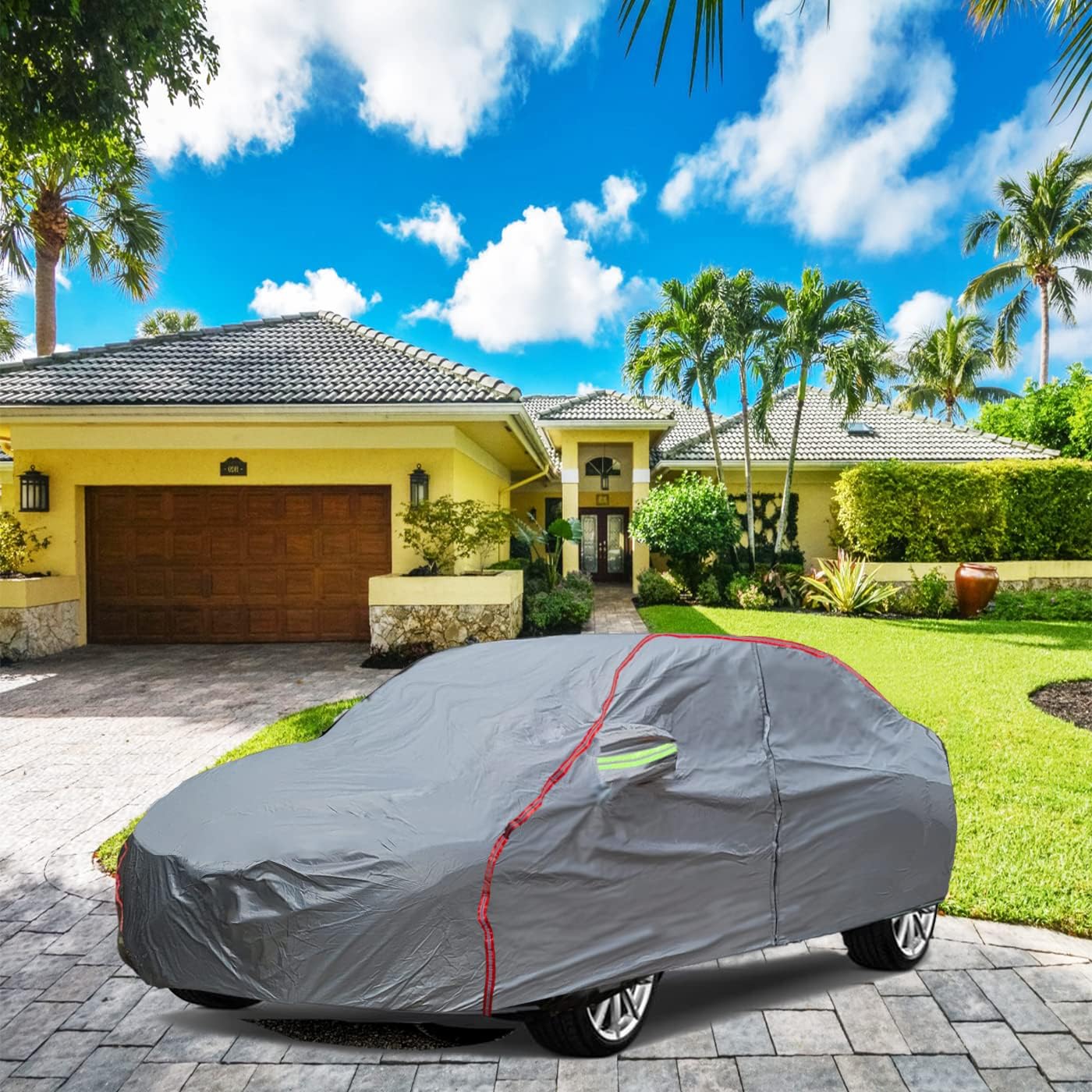 Breathable New Material, Waterproof Car Cover, Locks and Zipper Doors, Sunscreen Waterproof UV Prevention Snowproof Wind and Windproof,Suitable for Indoor Outdoor,for Sedan (197" to 208") C4