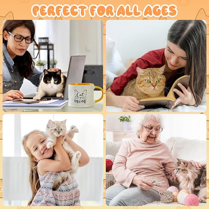 YHRJWN Cat Mom Mothers Day Gifts, Cat Lover Gifts for Women, Christmas Birthday Gift for Mom Wife Daughter Friends, 14 Oz with Toys