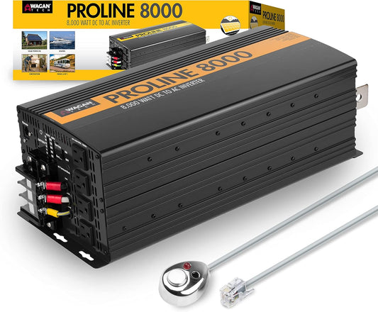 Wagan EL3746 12V 8000 Watt Power Inverter with Remote Control, 16000 Watt Surge Peak, Proline 12 Volt Power Converter for Home RV Camping Van Life Off Grid