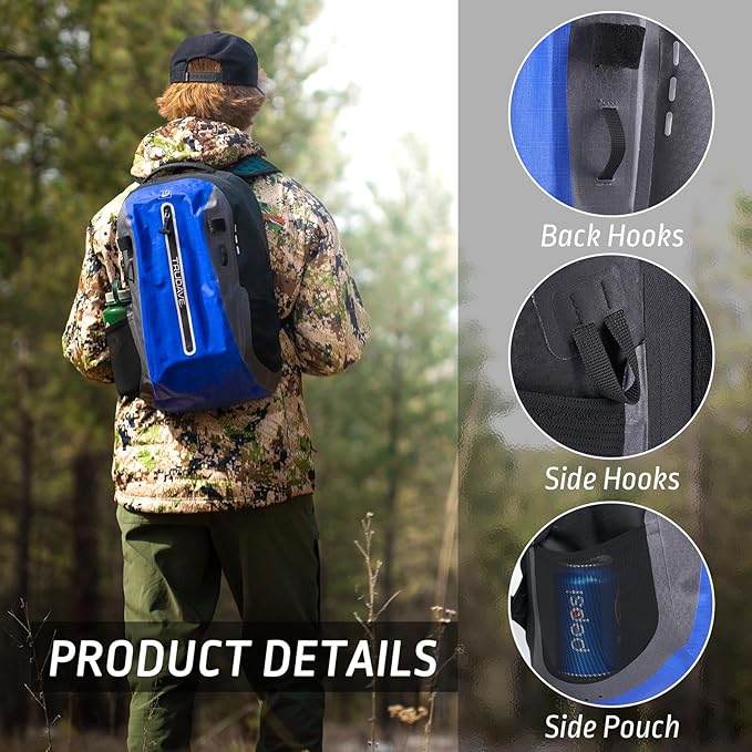 Waterproof Backpack, Waterproof Submersible Backpack, Floating TPU Coated Dry Bag with Airtight Zipper for Kayak, Fishing, Boating, Hiking (30L)