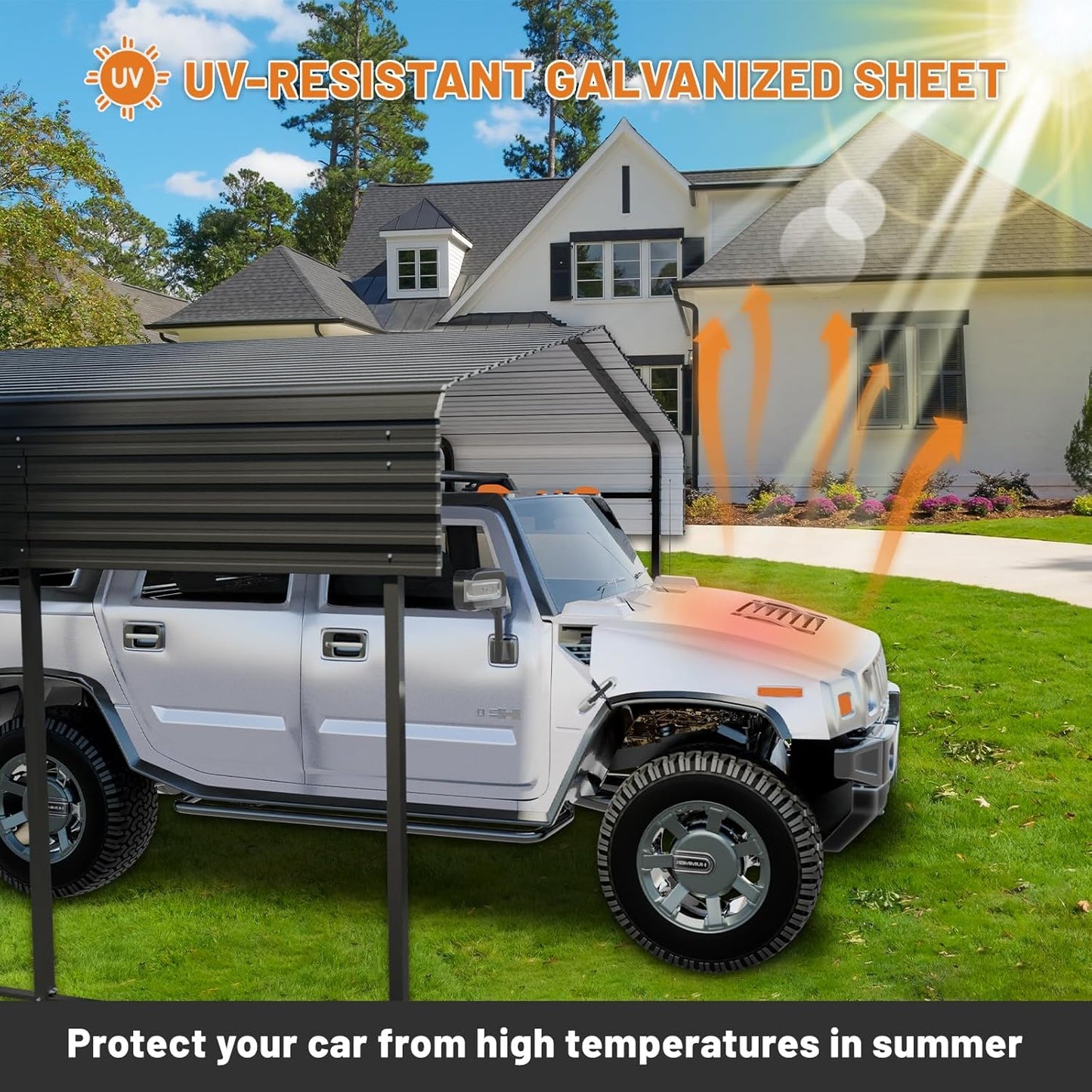 13 x 20 FT Metal Carport with Heavy Duty Galvanized Steel Roof & Durable Frame, Metal Car Garage, Sturdy Canopy Shelter for Car, Truck, Pickup, SUV, Tractor, and Boat