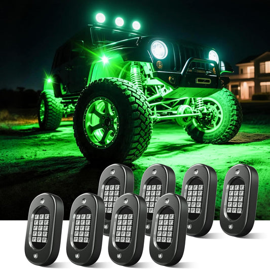 Honalia RGB Rock Lights for Trucks 8 pods, Neon Light Kits for UTV with Music Mode, Multicolor Truck Rock Light Kits for UTV ATV Golf Cart Four Wheeler RZR Truck