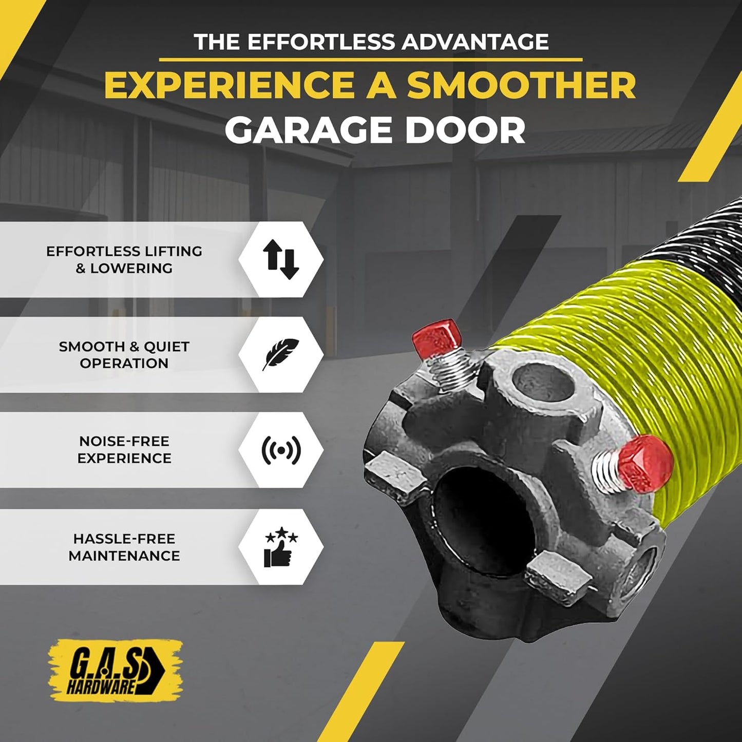 Garage Door Torsion Spring 207x2x25 Torsion Springs for Left Side of Garage Door with 1" Steel Bearing, Gloves, and Winding Bars Precision E-Coating 5-Year Warranty Minimum 30,000 Cycles (Red Cone)