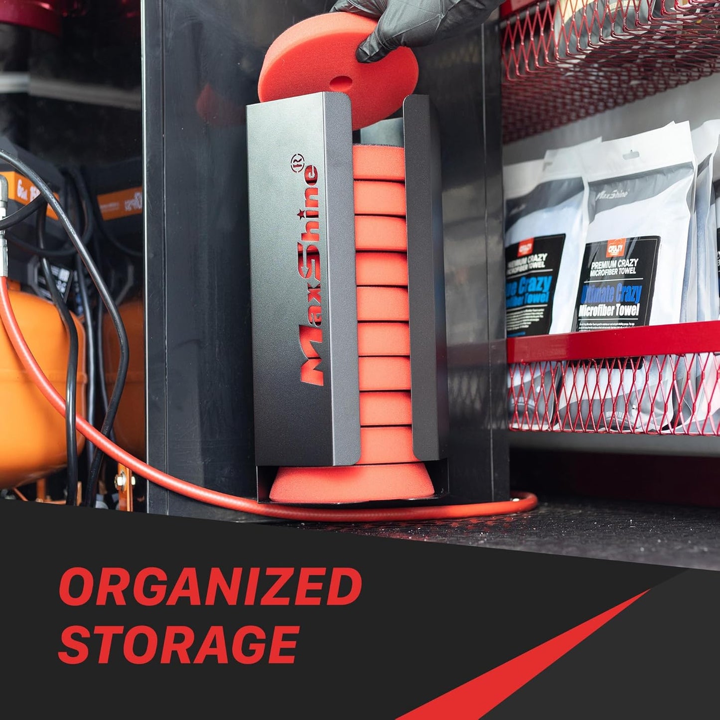 Maxshine Universal 3” Foam Pads Iron Holder - Wall-Mounted Organizer for 12+ Polish Foam Pads, Space-Saving, Durable & Anti-Corrosive, Ideal for Auto Detailing Accessories & Car Care Supplies