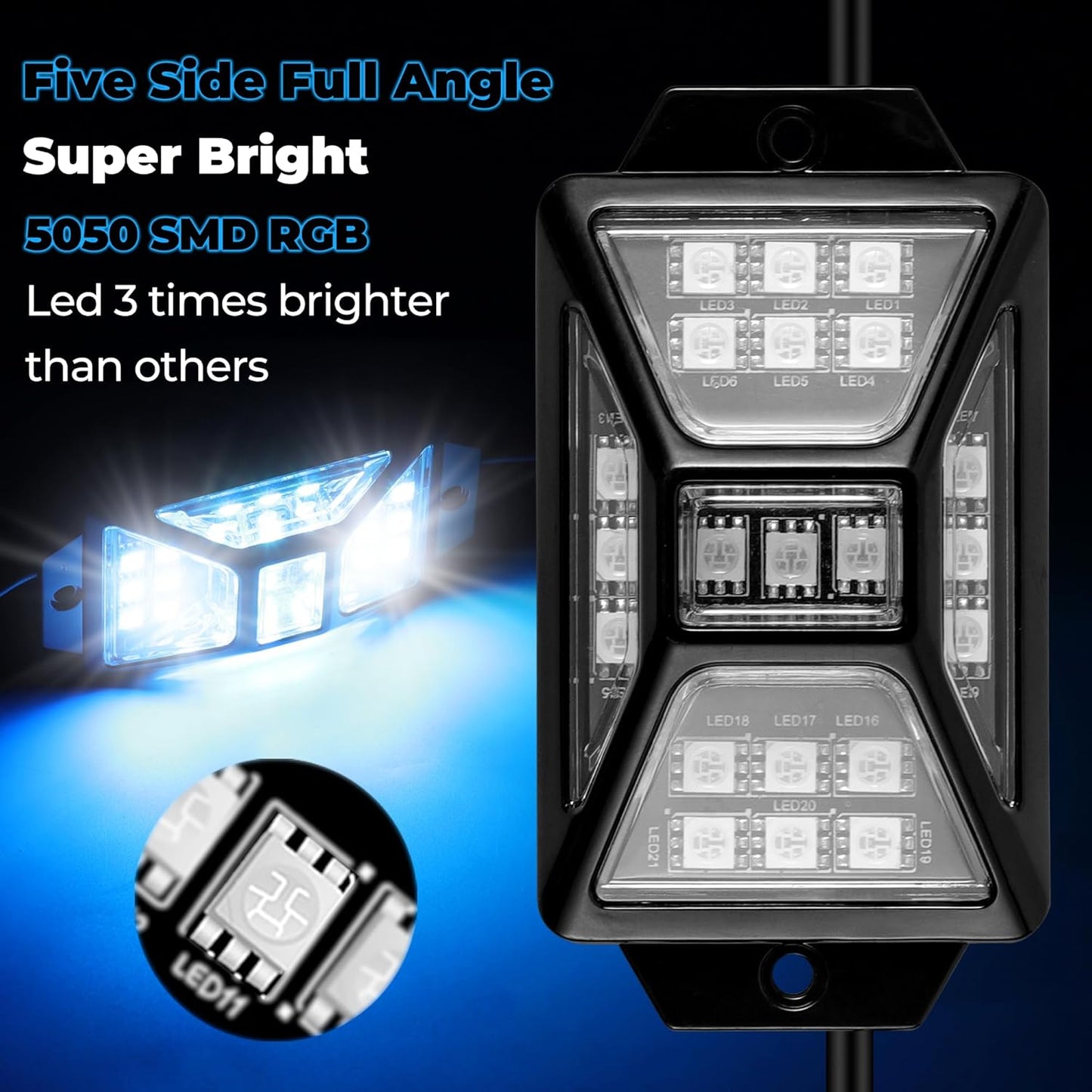 12 Pods 252 LEDs 5 Sides RGB Rock Lights, App/2 Remote Control Rock Lights for Trucks, Waterproof Multi-Color Bright Underglow Kits with Music Mode, Compatible with 12V Jeep UTV SUV ATV Golf RZR