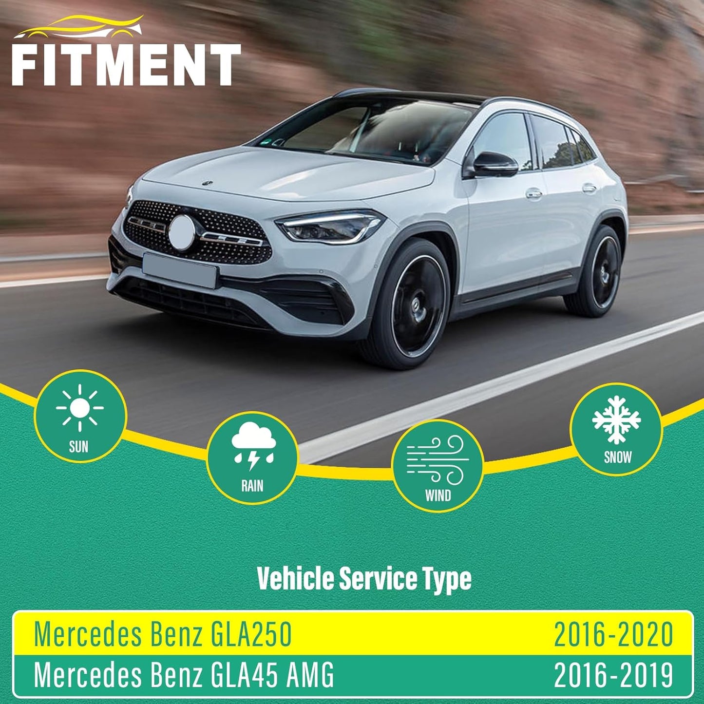 24" 19" 12" Windshield Wiper Blades Replacement for Mercedes Benz GLA250 GLA45 AMG 2016 2017 2018 2019 2020 GLA 250 45 AMG Premium All Weather Front Rear Wipers Set - OEM Quality (Pack of 3)