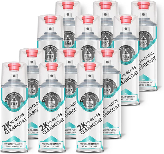 ERA Paints 2K High Gloss Automotive Clear Coat Spray/Aerosol Can – Professional Quality & Finish - Easy to Use – Best Value (12 pack)