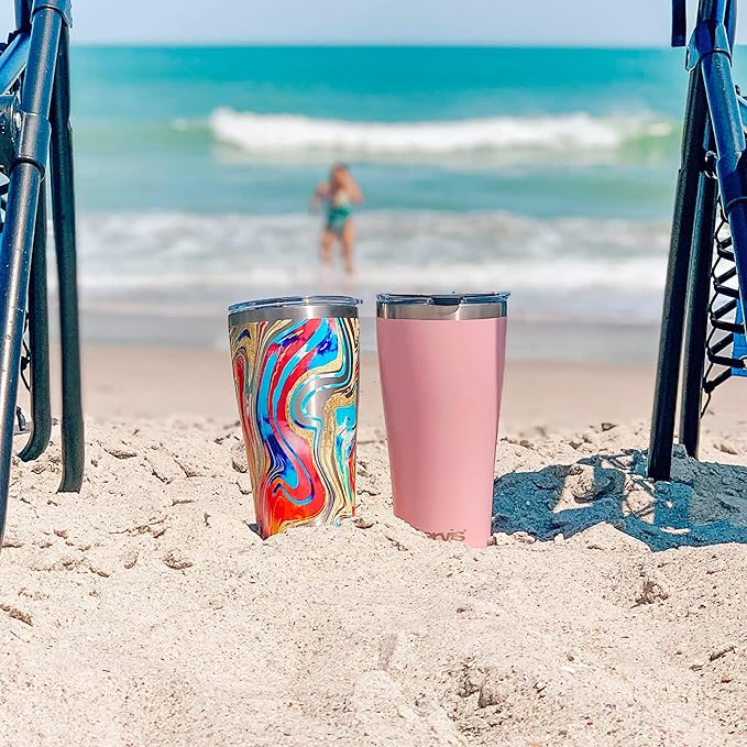 Tervis Triple Walled Guy Harvey Insulated Tumbler Cup Keeps Drinks Cold & Hot, 30oz - Stainless Steel, Neon Turtle