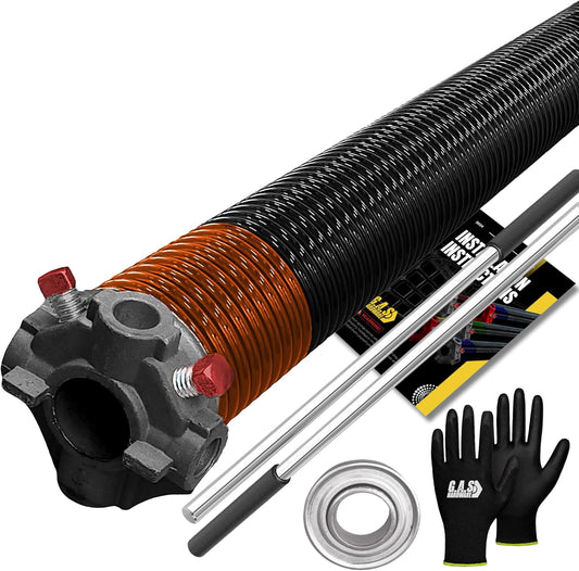 Garage Door Torsion Spring 273x2x36 Torsion Spring for Right Side of Garage Door with 1" Steel Bearing, Gloves, and Winding Bars Precision E-Coating 5-Year Warranty Minimum 30,000 Cycles (Black Cone)