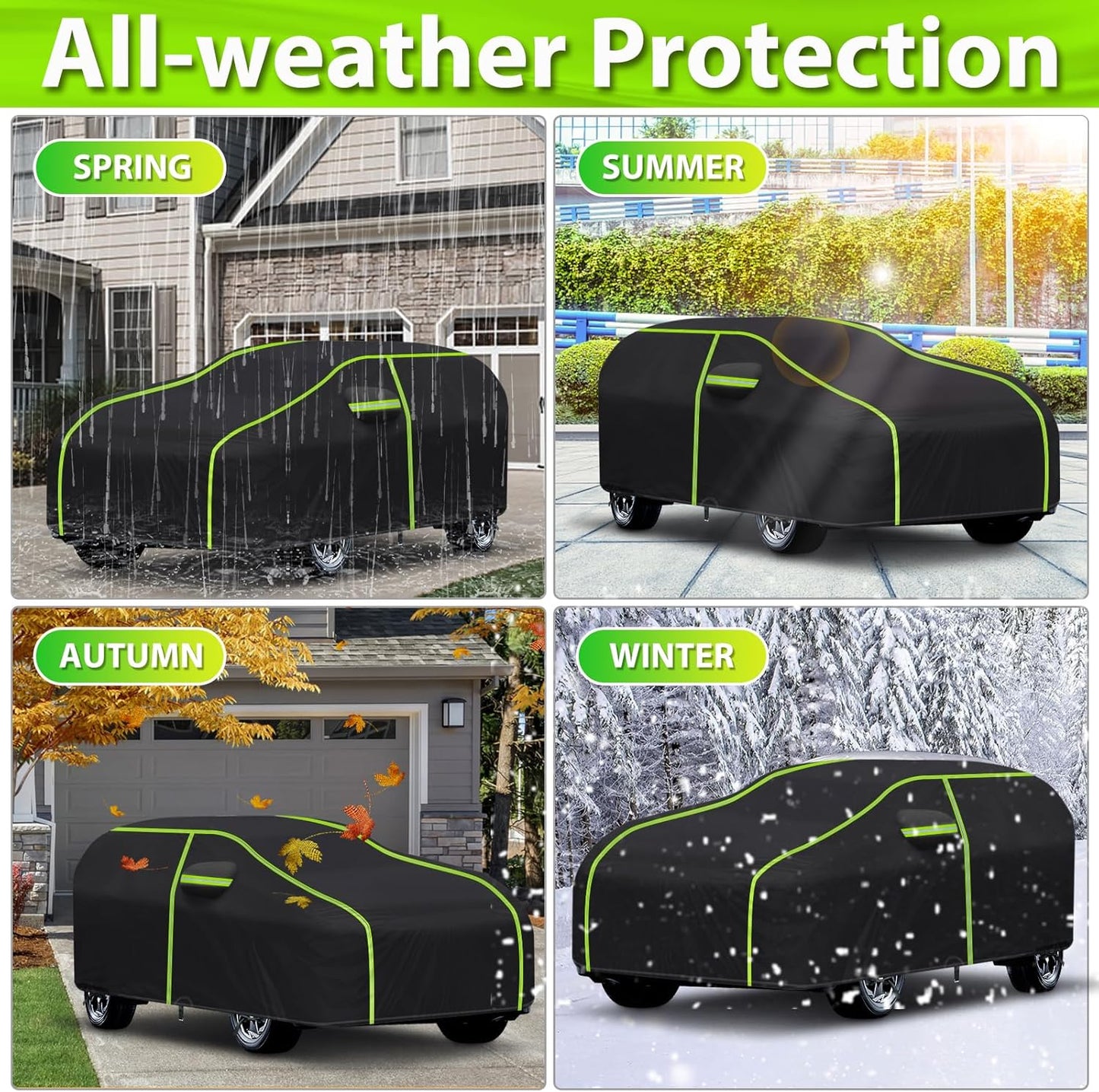 Car Cover for 2014-2024 Mini Cooper/Cooper S/Hardtop/Clubman 4-Door，6 Layers PEVA Full Car Cover – All-Weather UV, Dust, Snow Protection – Windproof Outdoor/Indoor Cover with Door Zipper