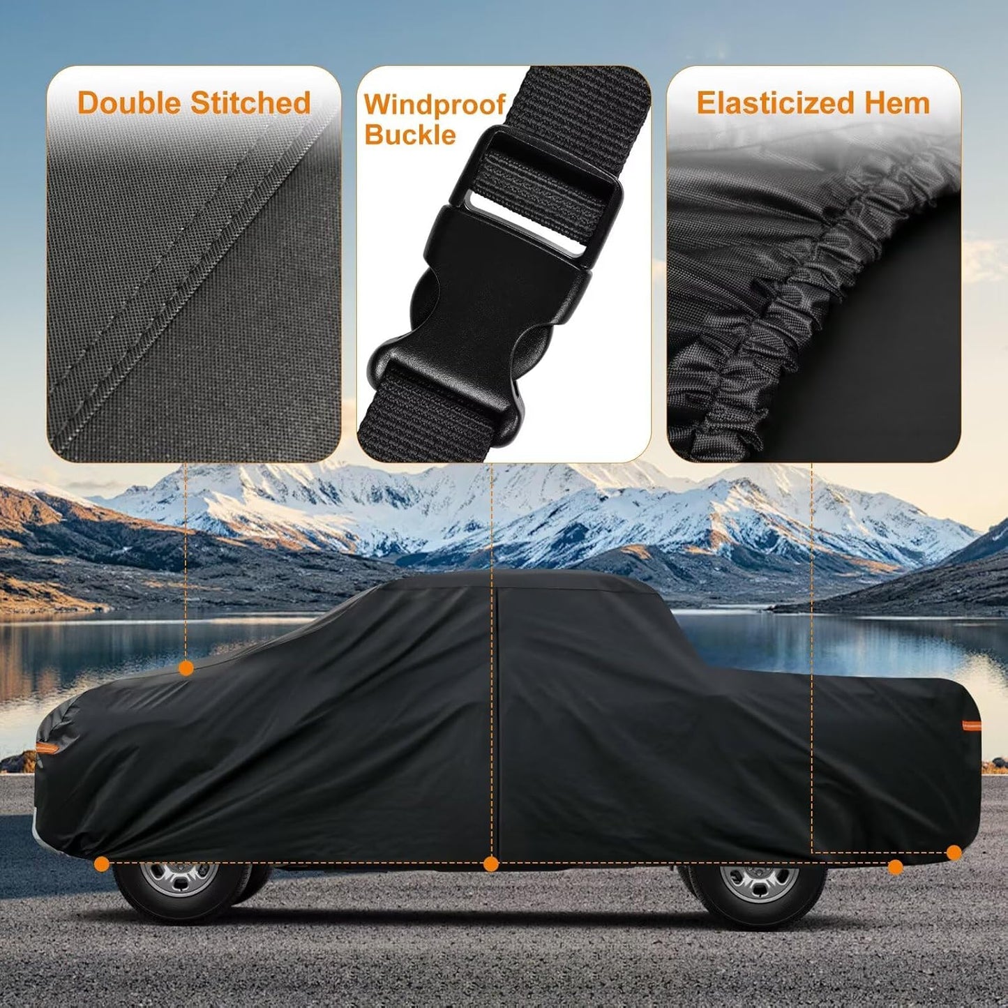 Kayme Truck Cover Custom Fit Ford F-250(2001-2016) Super Cab Short Bed. Full Exterior Heavy Duty Outdoor Pickup Truck Car Cover Waterproof All Weather.Car Tarp for Wind Sun Dust Protection.Black
