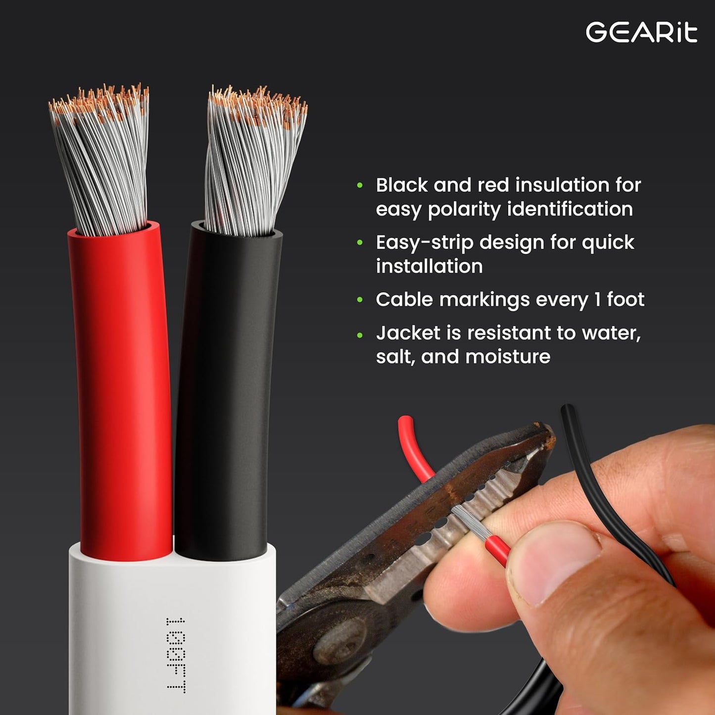 GEARit Marine Wire 14 Gauge 14/2 AWG (100 Feet), Duplex Marine Grade Tinned Copper, Red & Black 2-Conductor Electrical Cable, Oxygen-Free, Insulated for Boat, RV, Camper, Trailer, Automotive