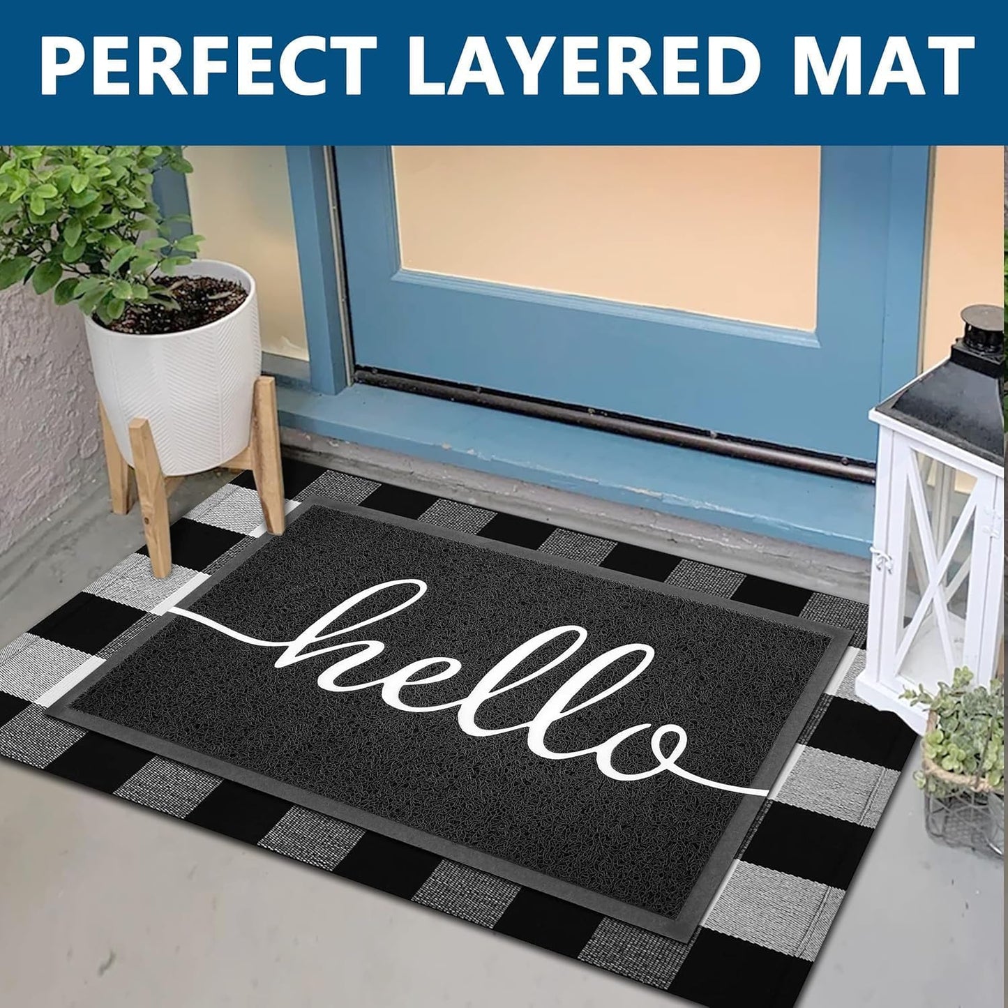 EARTHALL Funny Hello Mats Outside/Inside 59"x35", Front Door Mat Outdoor Entrance, Indoor Outdoor Mats for Home Entrance, Funny Doormat Outside/Inside Entrance, Front Porch Decor for Farmhouse