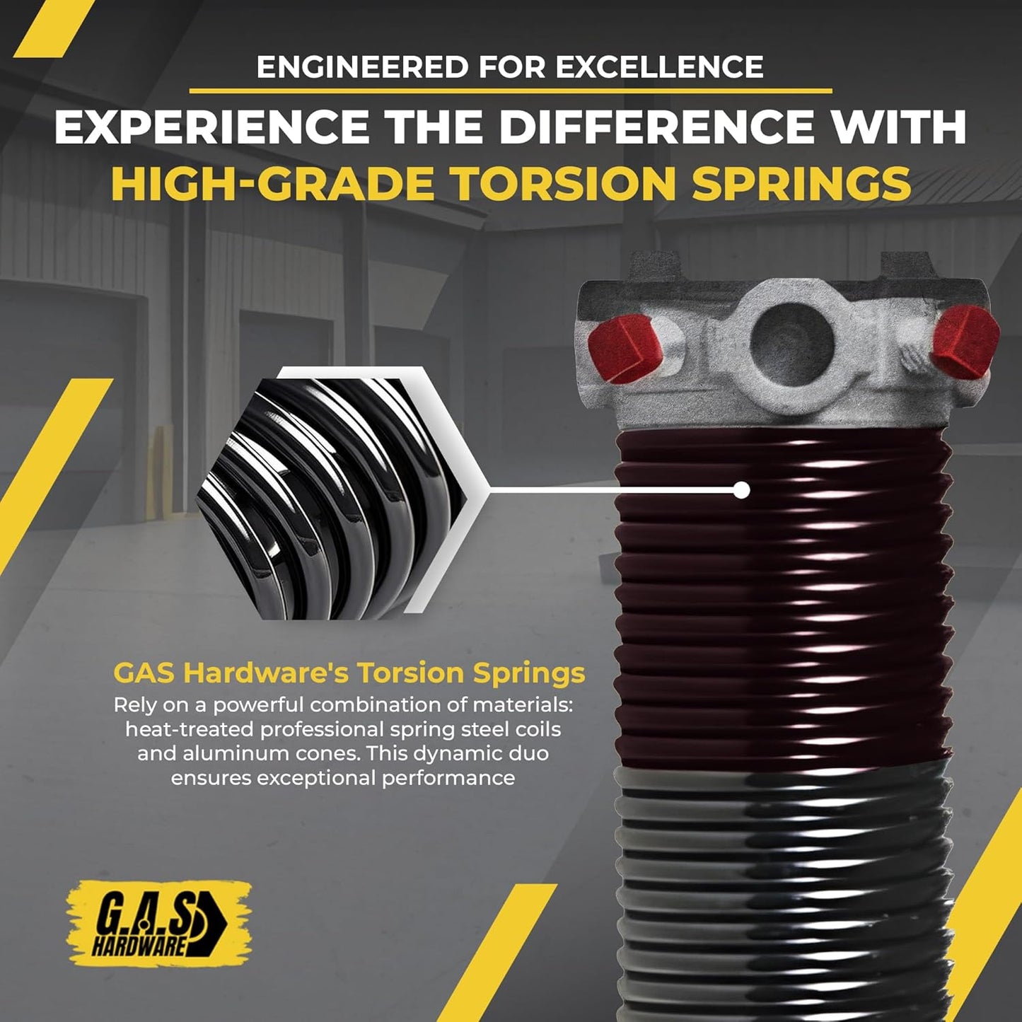 Garage Door Torsion Spring 234x1.75x33 Includes 1” Steel Bearing, Non-Slip Gloves, and Winding Bars for Left Side of Garage Door Precision E-Coating 5-Year Warranty Min. 30,000 Cycles (Red Cone)