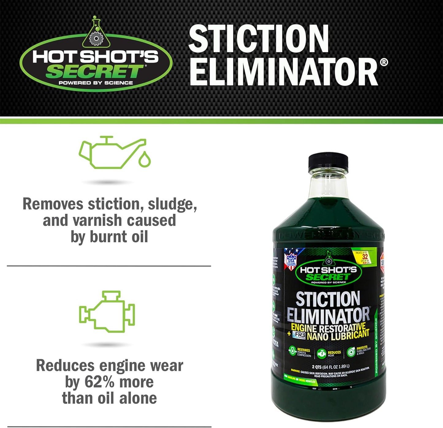 Hot Shot's Secret HSS64Z Original Stiction Eliminator 64 Fluid Ounce Bottle, Green