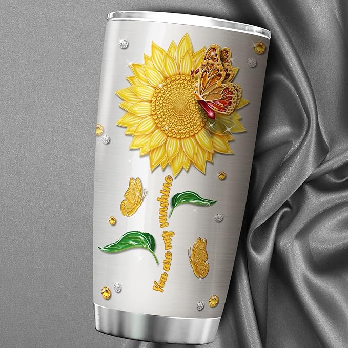 ZOXIX Mom Nutrition Facts Tumbler Sunflowers Butterfly Jewelry Style Funny Mothers Day Gift Ideas Stainless Steel Cup With Lid 20oz Mimi Mama Gifts For Birthday Sunflower Tumblers