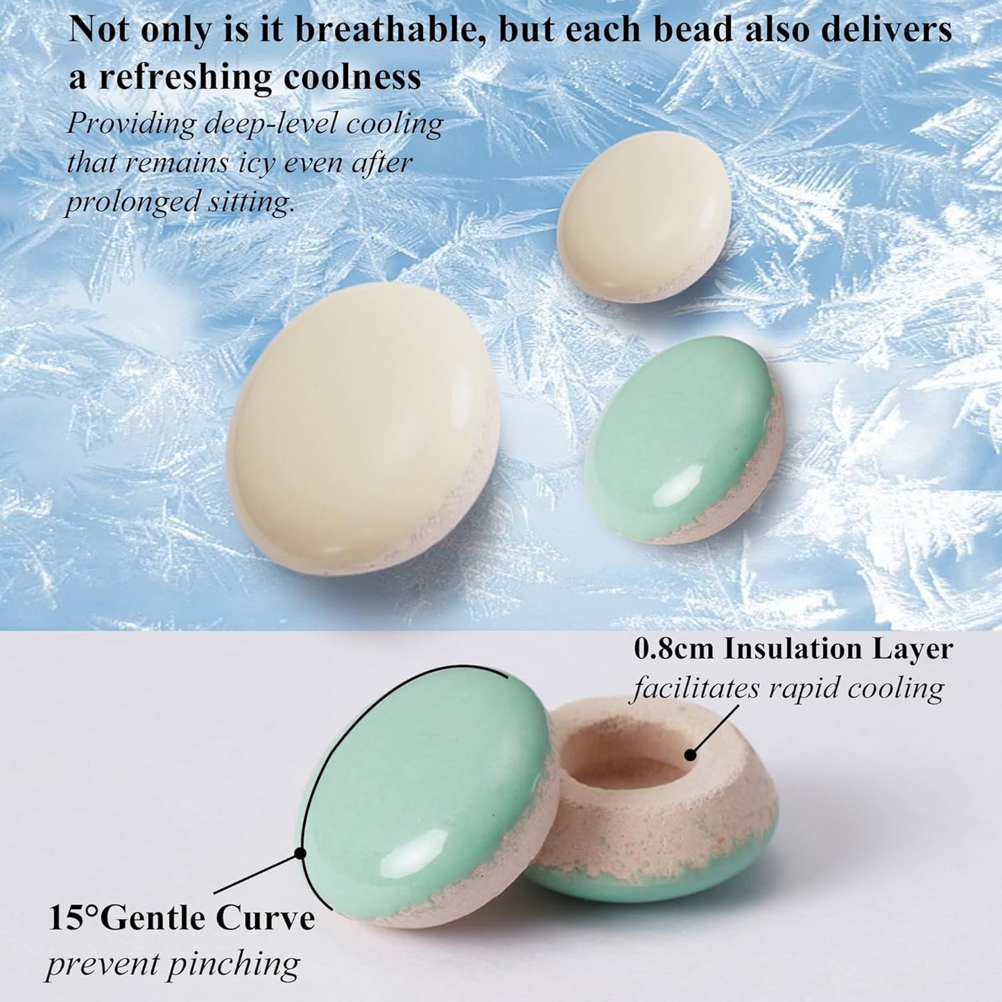 HOMREST Ceramic Seat Cushion for Back Pain Bead Seat Pad Mat Comfy Extreme Cooling Summer Massage Seat Cushions for Cars,Home Office Desk Chairs(Beige)