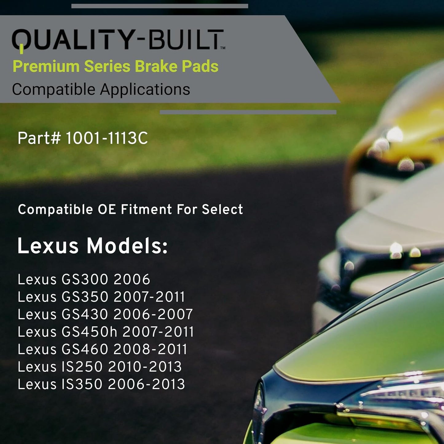 Premium Ceramic Rear Brake Pads (1001-1113C) Compatible with Lexus GS300 2006, GS350 2011-2007, GS430 2007-2006, GS450h 2011-2007, GS460 2011-2008, IS250 2013-2010, IS350 2013-2006