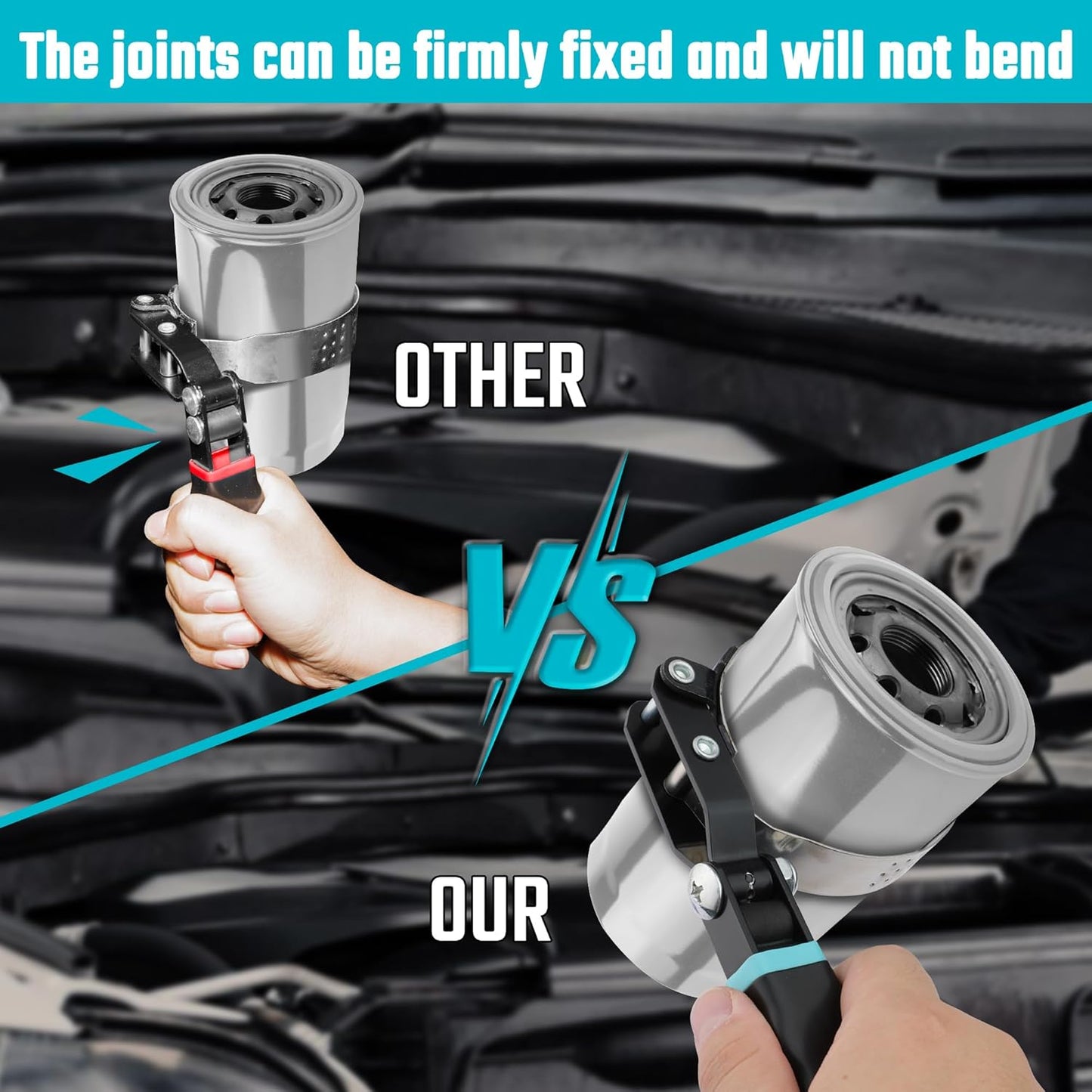 DURATECH Small Swivel Oil Filter Wrench，5 Gear Adjustment Oil Filter Removal Tool Fits Filters 2-3/4" to 3-1/4", Perfect for Car Repair Tools