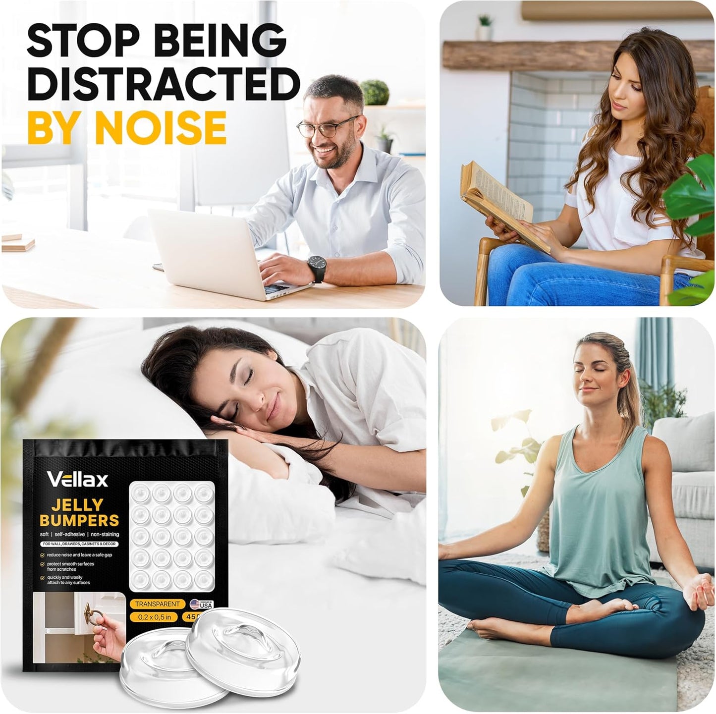 25 Clear Silicone Cabinet Door Bumpers – Self-Adhesive Pads, Quiet Soft Close Drawer Stoppers, Kitchen Sound Dampening Jelly Buttons – Vellax