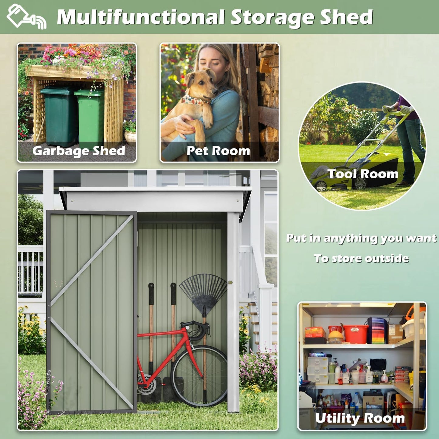 Devoko Outdoor Storage Shed 5 x 3 FT Lockable Metal Garden Shed Steel Anti-Corrosion Storage House with Single Lockable Door for Backyard Outdoor Patio (Gray)