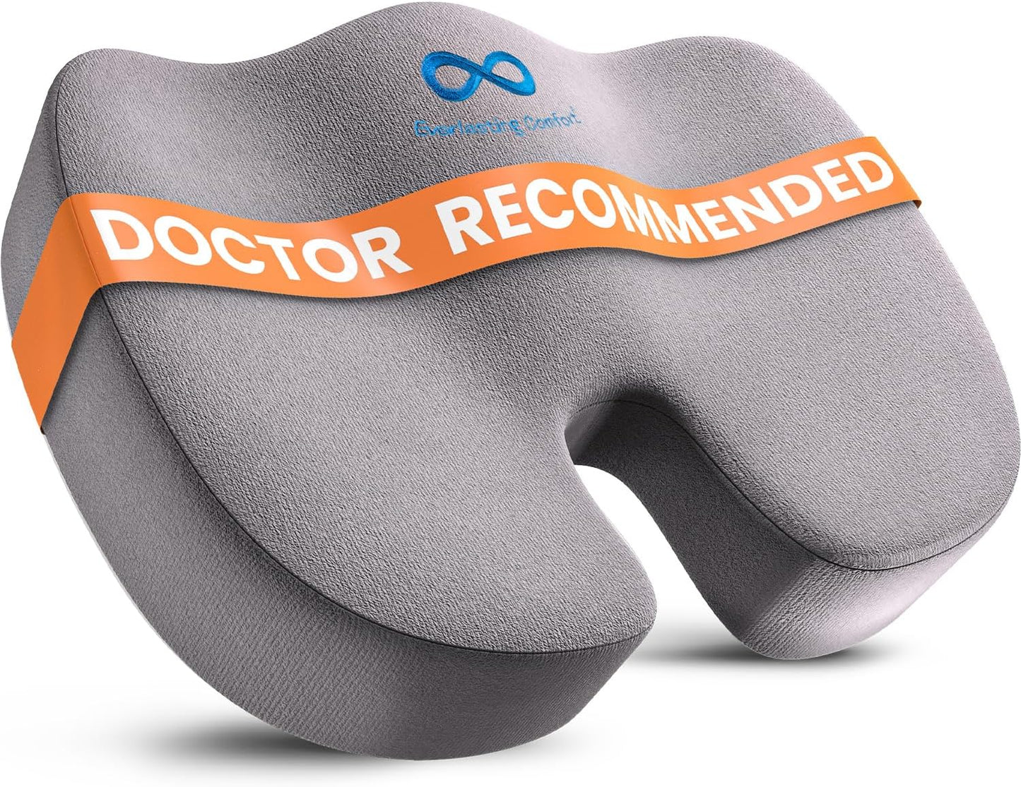 Everlasting Comfort Doctor Recommended Memory Foam Seat Cushion for Office Chairs & Car Seat - Ergonomic Office Desk Accessories for Tailbone Pain Relief, Sciatica & Back Support