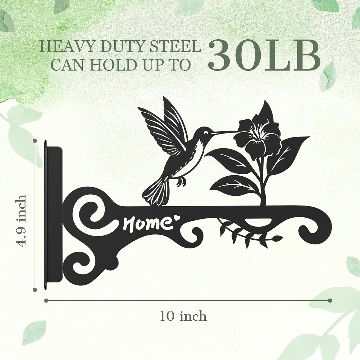 10 Inch Metal Plant Hooks (2-Pack) - Decorative Wall Hangers with Bird Design for Indoor & Outdoor Use - Hanging Brackets for Plants, Flower Baskets, Bird Feeders, Lanterns - Patio, Garden, Home Decor