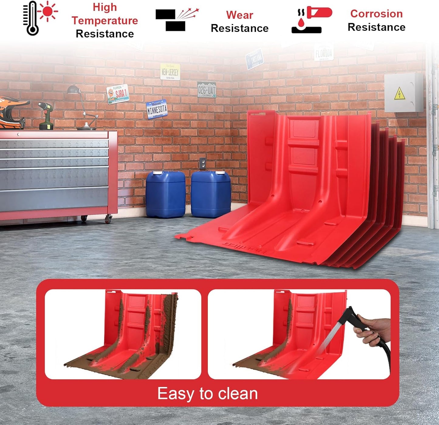 Flood Prevention Barrier, ABS L-Type Baffle Water Barrier Reusable, Door Flood Barriers for Home, Removable Combined for Garage Doors, Warehouses, Basements and School (15pcs)