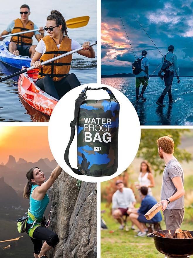 YDYJKI Waterproof Dry Bag Backpack 2L/5L/10L/20L/30L Floating Roll Top Dry Compression Sack Keeps Gear Dry for Kayaking Beach Rafting Boating Hiking Camping and Fishing with Waterproof Phone Case