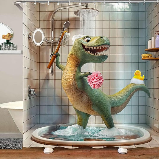 Yeoiat Funny Shower Curtain Dinosaur Shower Curtain Funny Decorative Shower Curtains for Bathroom Cute Shower Curtain Set with 12 Hooks Dinosaur01 72×72 Inches