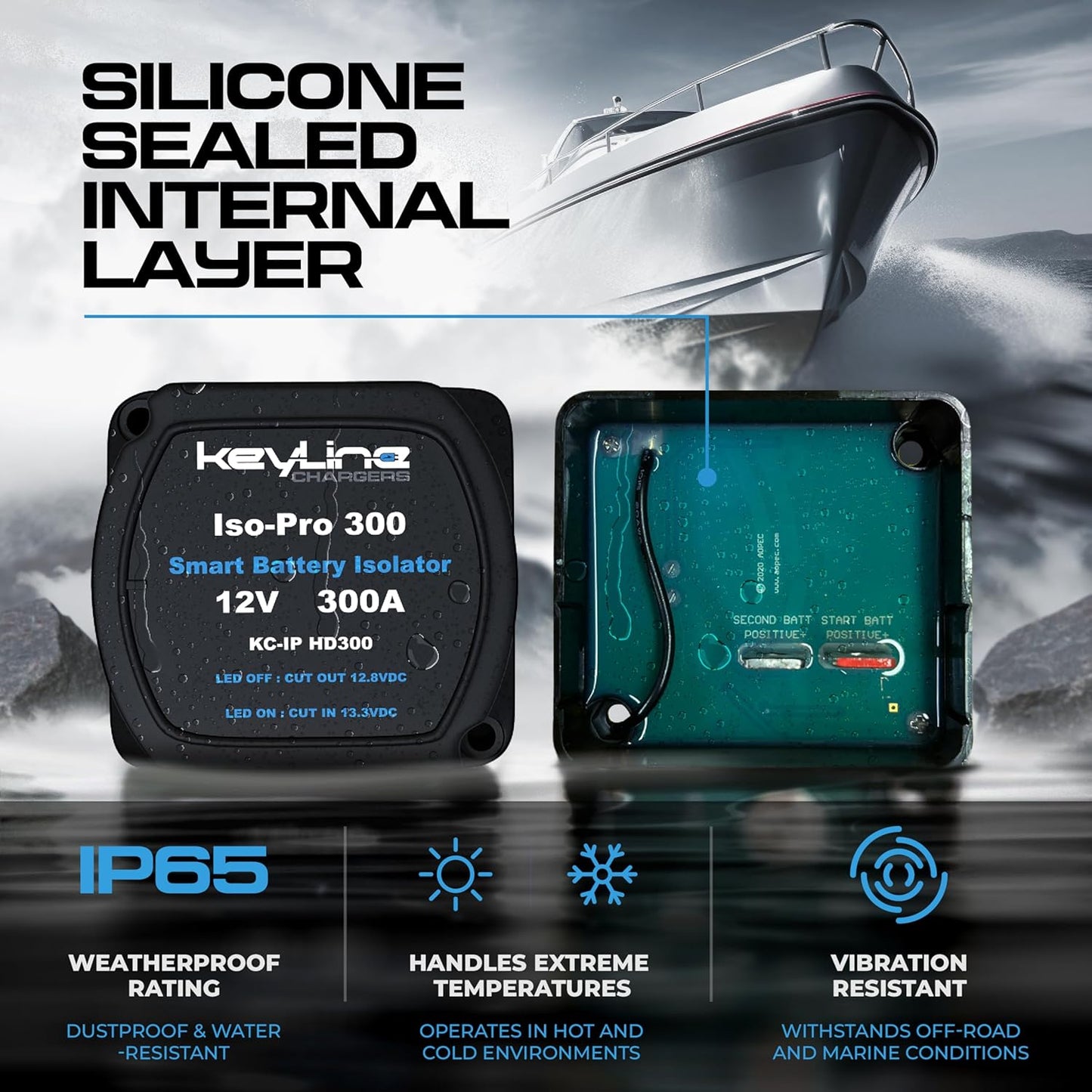 Dual Battery Isolator Heavy Duty 300 AMP 1000 AMP Peak Voltage Sensitive Relay VSR for 12 Volt Systems - Works with All Batteries Types Including Lithium and LiFePO4