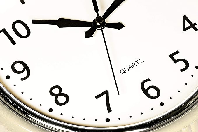 Bernhard Products Retro Wall Clock 12 Inch Cream Kitchen 50's Vintage Design Round Silent Non Ticking Quality Quartz Clock for Home/Office/Classroom