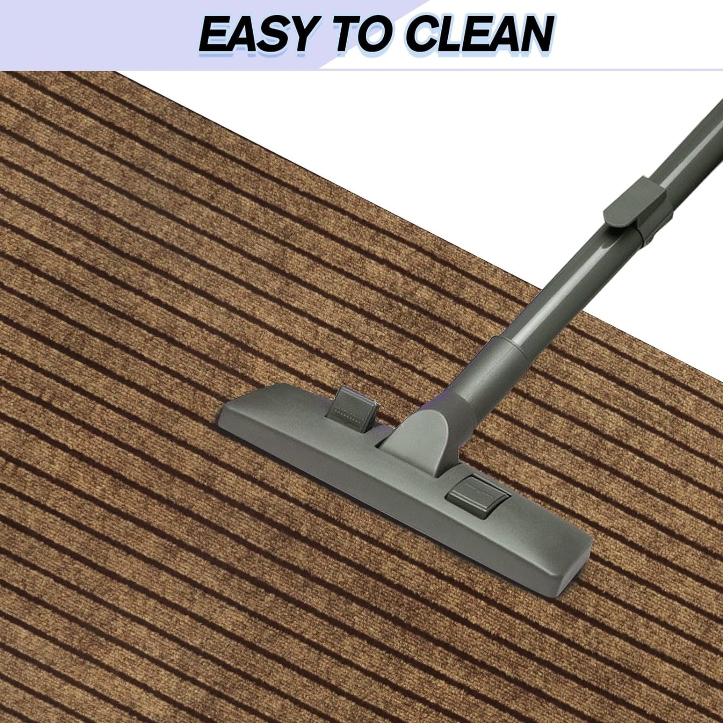 Custom Size Backed Non-Slip Area Rugs Runner, Easy Clean, Waterproof Runner Rugs for Hallway Entryway, Kitchen, Laundry, 4FT x 54FT, Brown Stripe