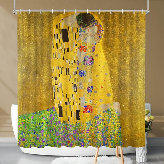 Vimorco Shower Curtain The Kiss, Man and Woman Love Shower Curtains for Bathroom, Waterproof Quick-Dry Polyester Fabric Shower Curtain, Art Painting Bathroom Set, Bath Curtain Decor, 72''x 72''