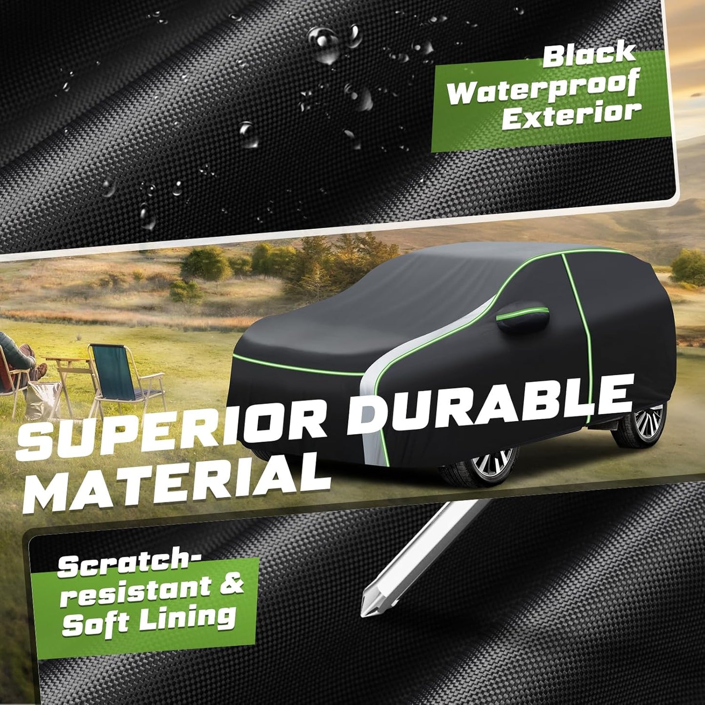 Mixsuper Liner Car Cover for Chevy Traverse 2009-2026, 7 Layers Full Car Cover All Weather Car Covers for Chevy Traverse, Waterproof Outdoor Cover with Zipper Door Reflective Strips