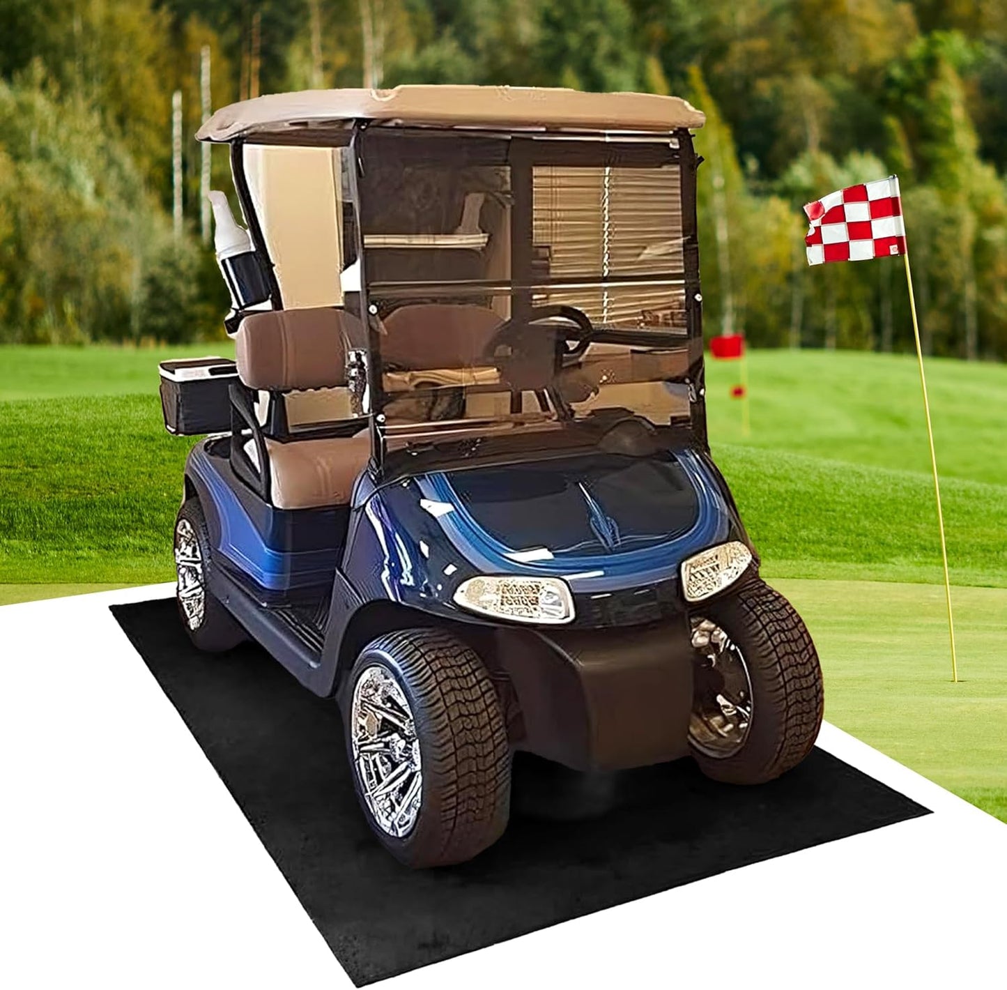 Golf Cart Mat for Garage Floor – Oil Absorbent, Waterproof, Battery Acid Resistant – 5x8ft Garage Mat – Cut to Size – Reusable Floor Protector for Golf Carts, ATVs, Motorcycles