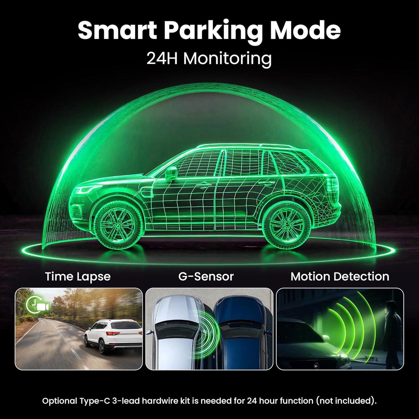 GEARit 4K Dual Dash Cam Front and Rear Camera with WiFi, GPS, Night Vision - 2 Channel Car Camera System with Supercapacitor, Parking Mode, Loop Recording & Free 64GB SD Card