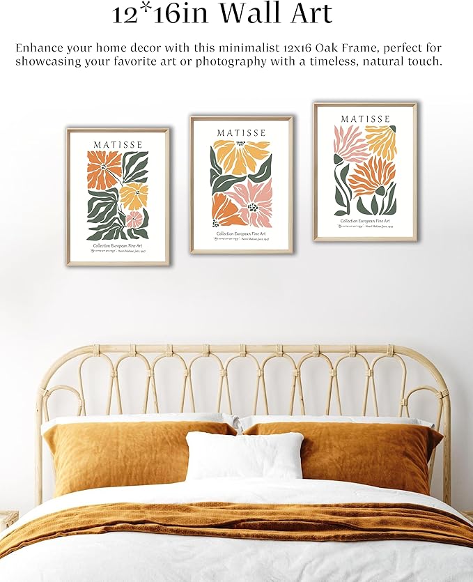 UPWOIGH Framed Canvas Wall Art, Matisse Flower Market Botanical Set of 3, 12"x16" Aesthetic for Living Room & Bedroom Decor