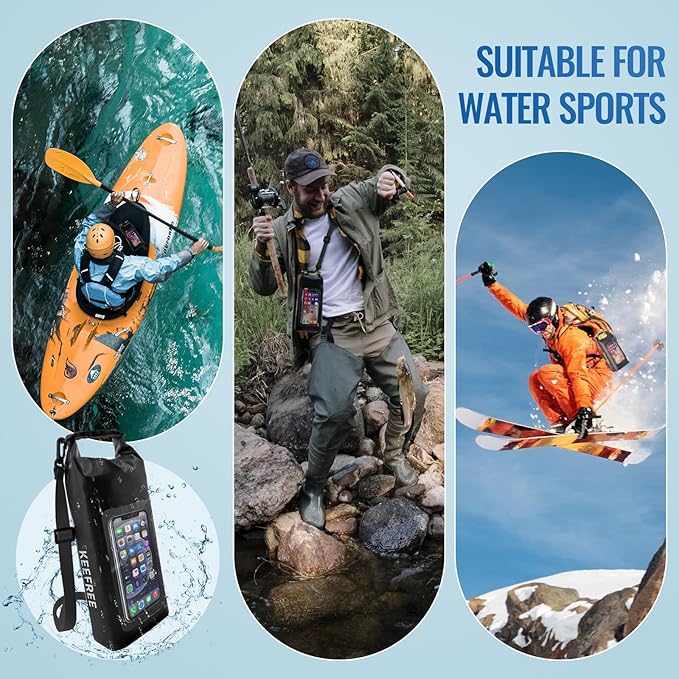 Waterproof Dry Bag,Roll Top Waterproof Backpack Phone Case Pouch for Travel,Kayaking,Rafting,Camping,Surfing,Boating,Hiking,Beach and Fishing (2 L White+Black)