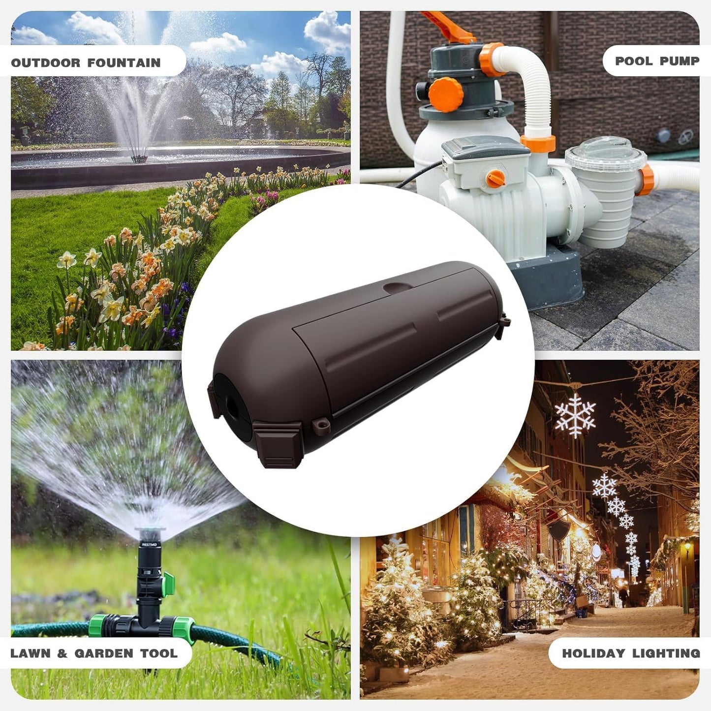 Flemoon [3 Pack] Outdoor Extension Cord Waterproof Cover, Weatherproof Electrical Connection Box for Outdoor Plug, Outlet, Outdoor Outlet, Socket, Halloween, Christmas Holiday Decoration Light, Brown